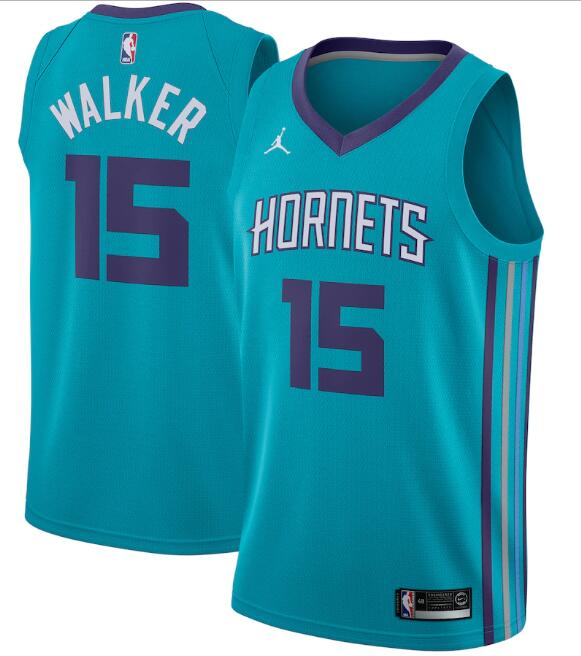 Men's Charlotte Hornets Teal #15 Kemba Walker Icon Edition Swingman Stitched NBA Jersey - Click Image to Close