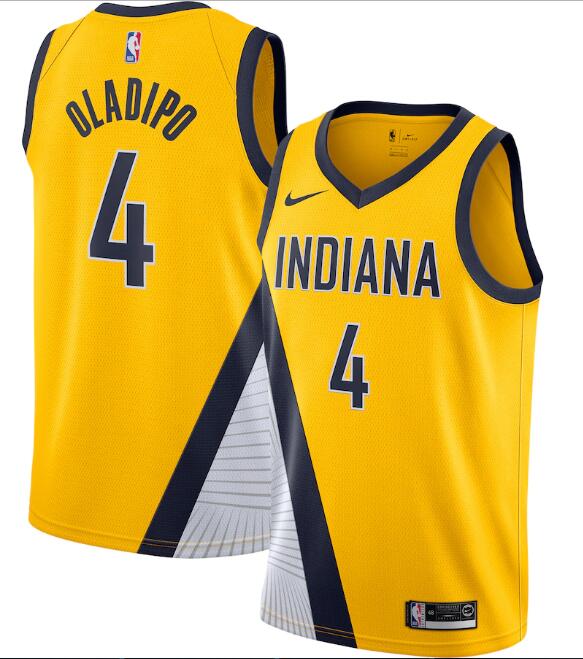 Men's Indiana Pacers Yellow #4 Victor Oladipo Statement Edition Swingman Stitched NBA Jersey