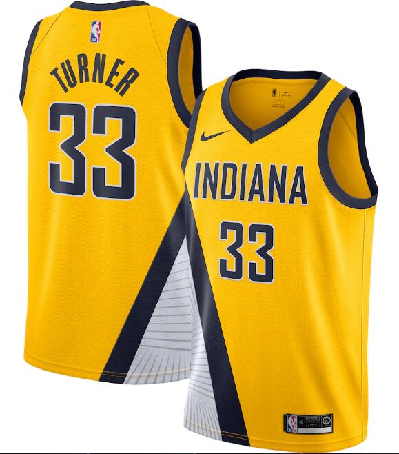 Men's Indiana Pacers Yellow #33 Myles Turner Statement Edition Swingman Stitched NBA Jersey