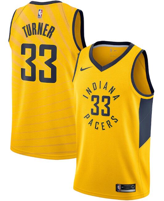 Men's Indiana Pacers Yellow #33 Myles Turner Statement Edition Swingman NBA Stitched Jersey