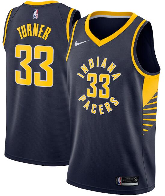 Men's Indiana Pacers Navy #33 Myles Turner Icon Edition Swingman Stitched NBA Jersey