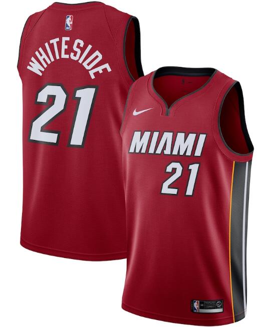 Men's Miami Heat Red #21 Hassan Whiteside Statement Edition Swingman Stitched NBA Jersey