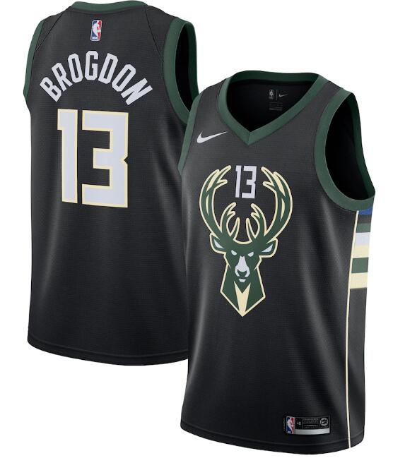 Men's Milwaukee Bucks Black #13 Malcolm Brogdon Statement Edition Stitched Swingman NBA Jersey