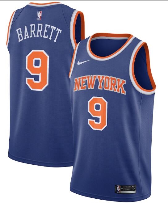 New Yok Knicks Blue #9 R.J. Barrett Icon Edition Stitched Swingman NBA Jersey