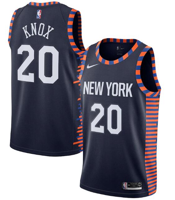 New Yok Knicks Navy #20 Kevin Knox City Edition Stitched Swingman NBA Jersey - Click Image to Close