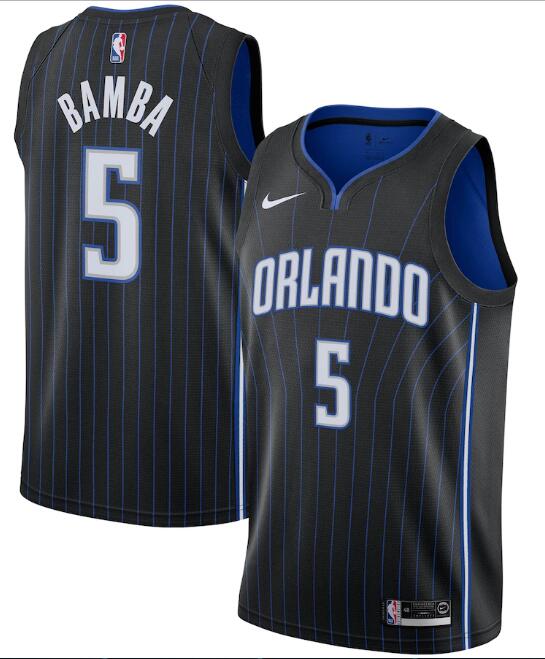 Men's Orlando Magic Black #5 Mohamed Bamba Icon Edition Stitched Swingman NBA Jersey