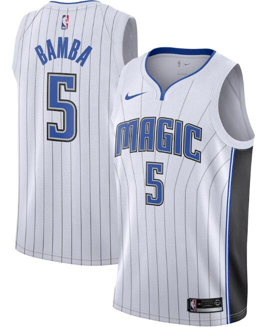 Men's Orlando Magic White #5 Mohamed Bamba Association Edition Stitched Swingman NBA Jersey