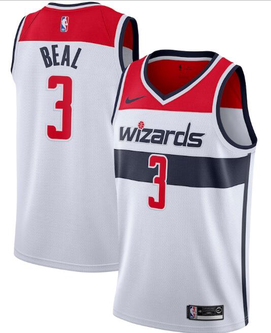 Men's Washington Wizards White #3 Bradley Beal Association Edition Stitched NBA Jersey - Click Image to Close