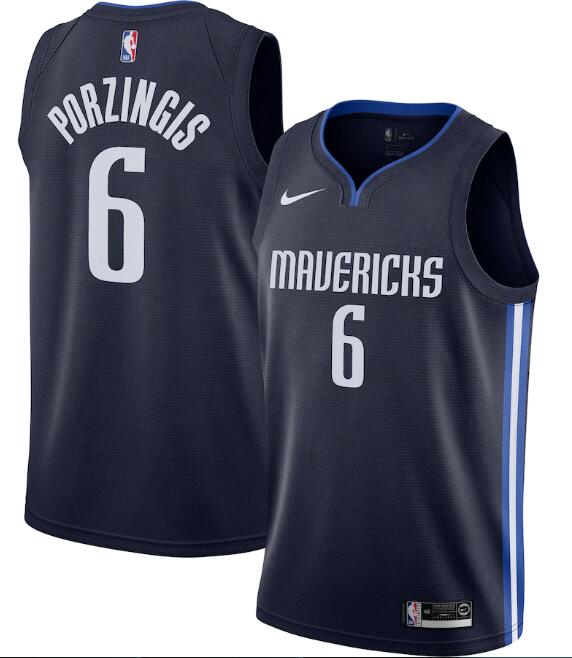 Men's Dallas Mavericks Navy #6 Kristaps Porzingis Statement Edition Stitched NBA Jersey