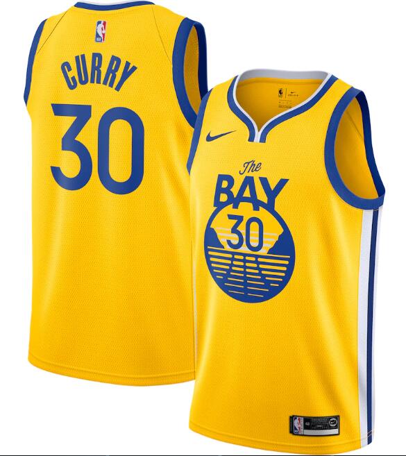 Men's Golden State Warriors Gold #30 Stephen Curry Gold Statement Edition Stitched NBA Jersey