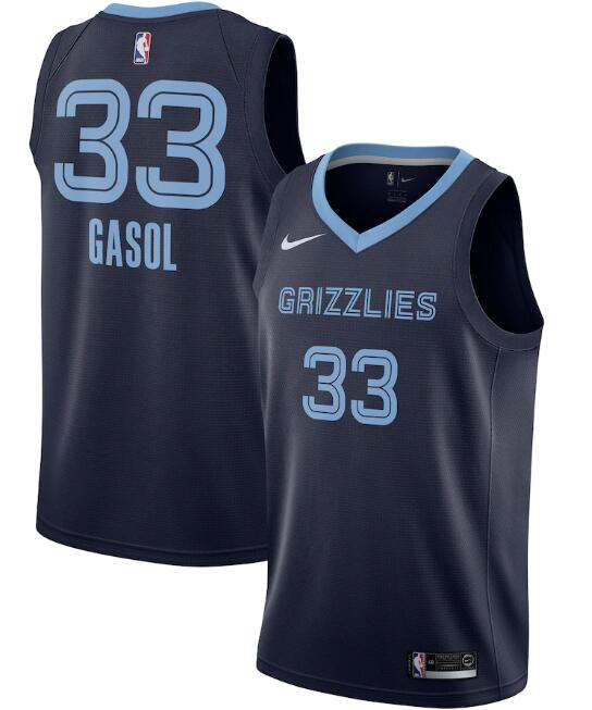 Men's Memphis Grizzlies Navy #33 Marc Gasol Icon Edition Stitched NBA Jersey