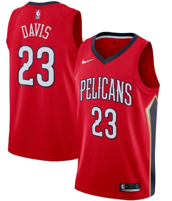 Men's New Orleans Pelicans Red #23 Anthony Davis Statement Edition Stitched NBA Jersey