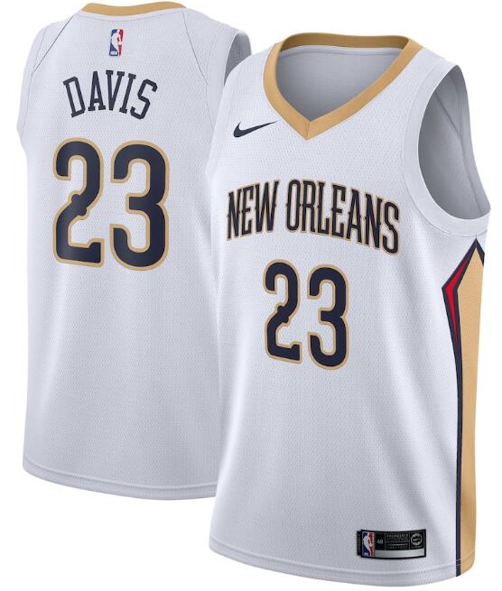 Men's New Orleans Pelicans White #23 Anthony Davis Association Edition Stitched NBA Jersey