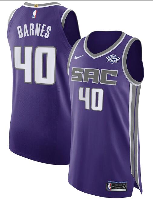 Men's Sacramento Kings Purple #40 Harrison Barnes Icon Edition Stitched NBA Jersey - Click Image to Close