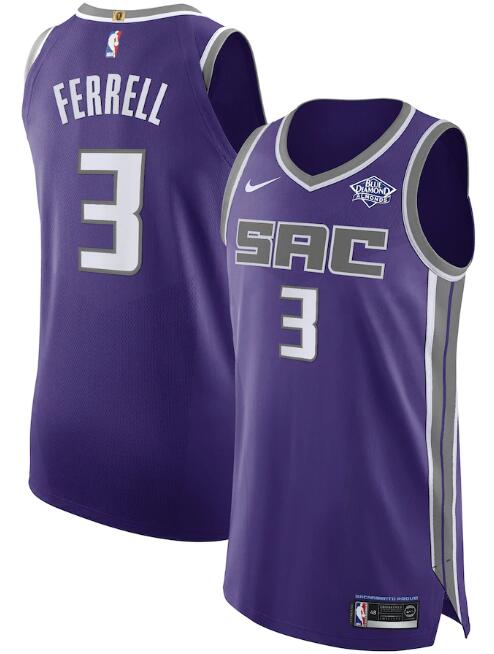 Men's Sacramento Kings Purple #3 Yogi Ferrel Icon Edition Stitched NBA Jersey