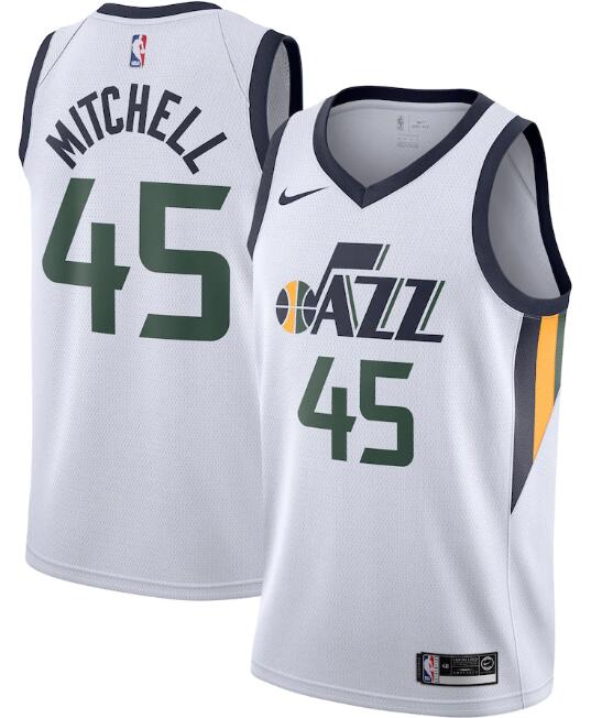 Men's Utah Jazz White #45 Donovan Mitchell Association Edition Swingman Stitched NBA Jersey