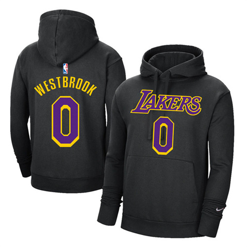 Men's Los Angeles Lakers #0 Russell Westbrook 2021 Black Pullover Hoodie