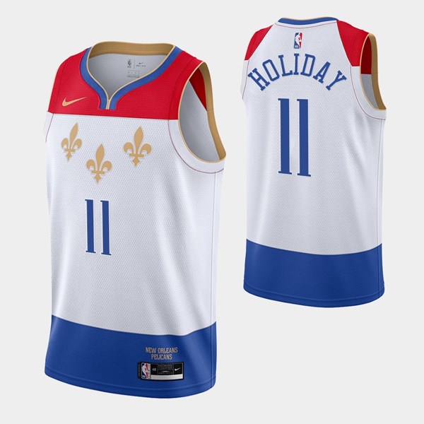 Men's New Orleans Pelicans #11 Jrue Holiday White City Edition New Uniform 2020-21 Stitched NBA Jersey