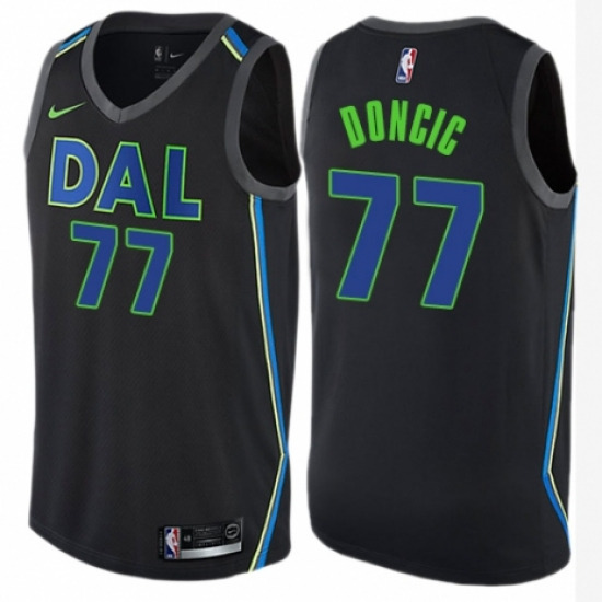 Men's Dallas Mavericks #77 Luka Doncic Black City Edition Stitched NBA Jersey - Click Image to Close