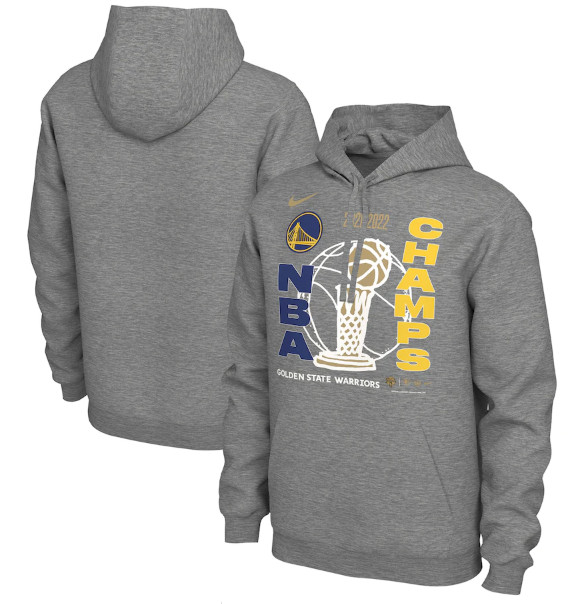 Men's Golden State Warriors 2021-2022 Grey NBA Finals Champions Locker Room Pullover Hoodie