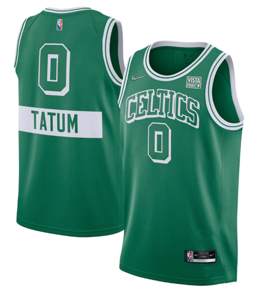 Men's Boston Celtics #0 Jayson Tatum 75th Anniversary 2021 Green Stitched Basketball Jersey