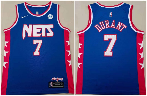 Men's Brooklyn Nets #7 Kevin Durant Blue Stitched Basketball Jersey