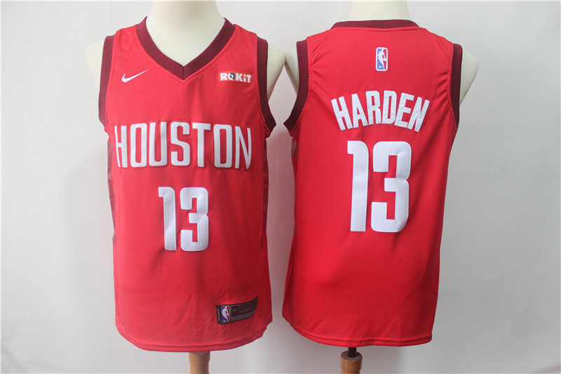 Men's Houston Rockets #13 James Harden Red 2018/19 Earned Edition Swingman Stitched NBA Jersey