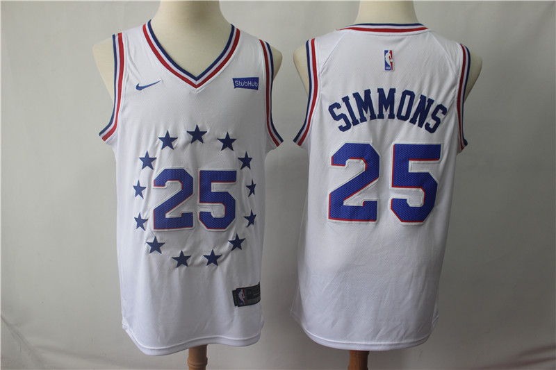 Men's Philadelphia 76ers #25 Ben Simmons White 2018/19 Earned Edition Swingman Stitched NBA Jersey