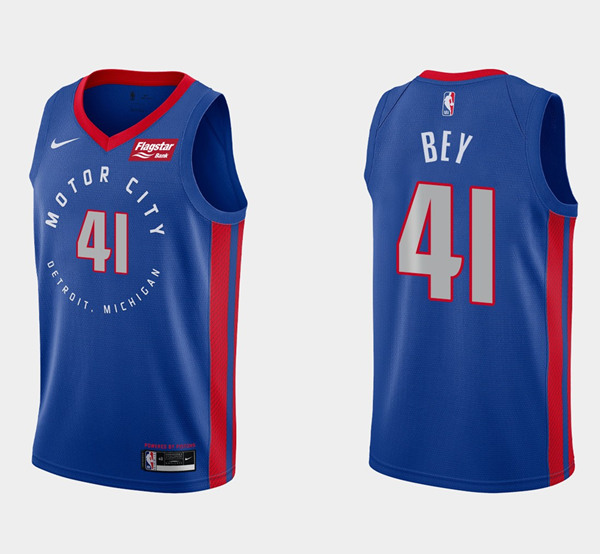 Men's Detroit Pistons #41 Saddiq Bey Navy Motor City Edition 2020-21 Stitched NBA Jersey