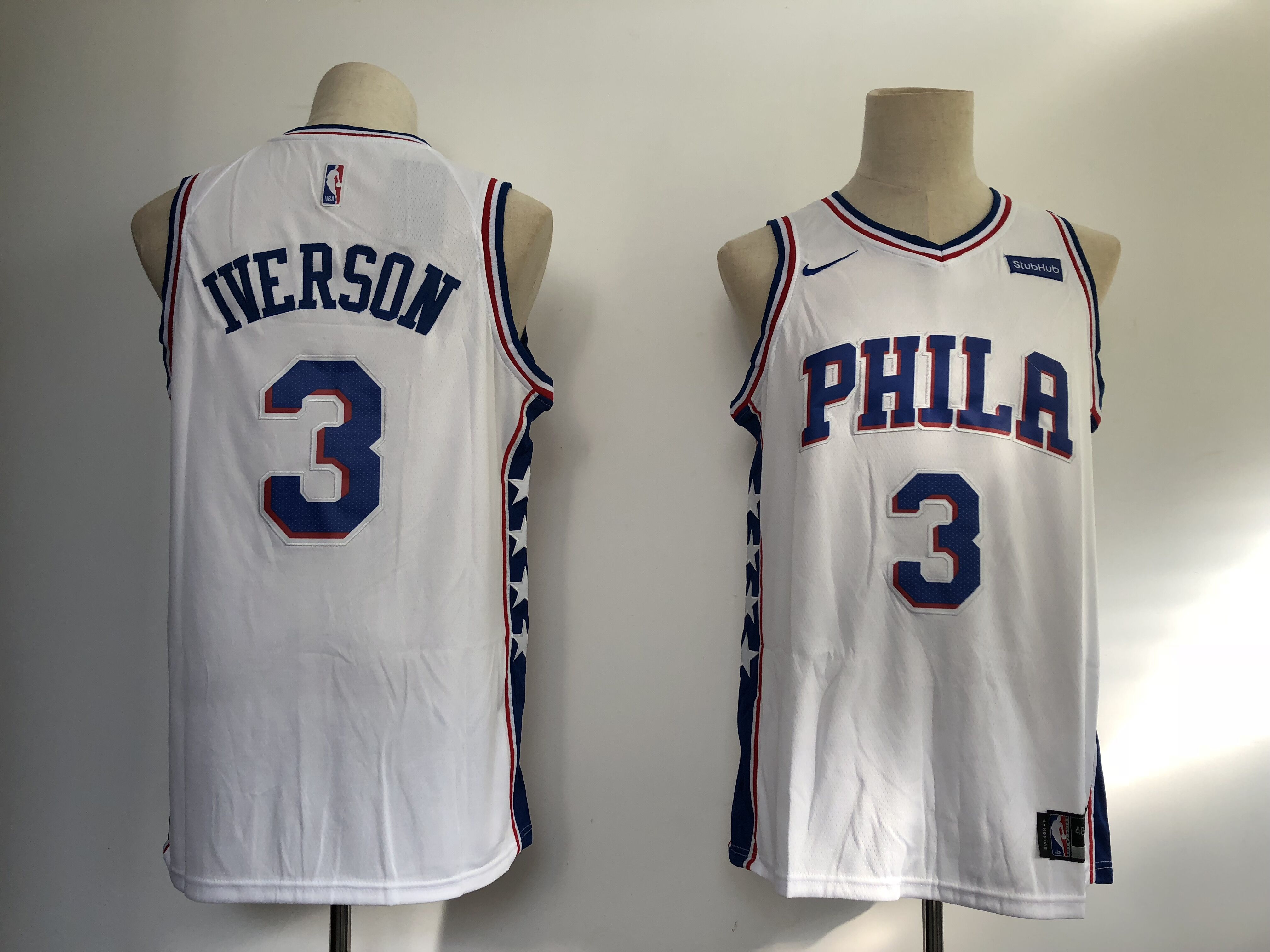 Men's Philadelphia 76ers #3 Allen Iverson White Swingman Stitched NBA Jersey