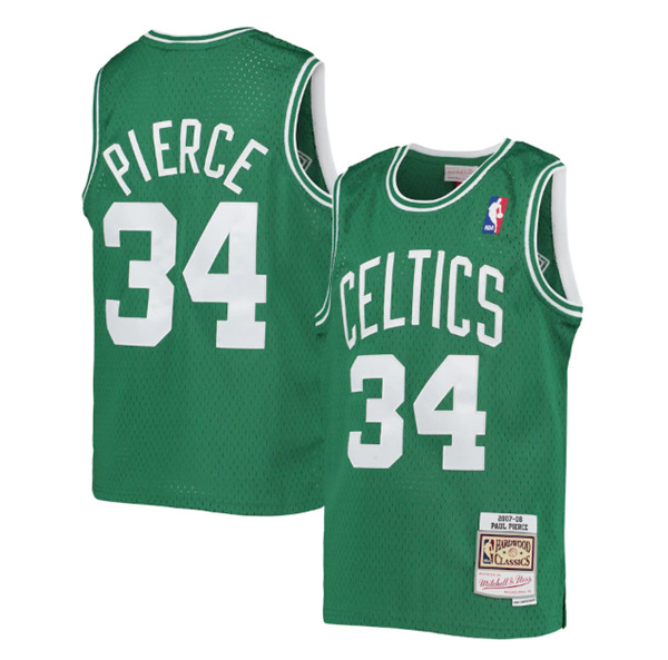 Men's Boston Celtics #34 Paul Pierce 2007-08 Green Throwback Stitched Jersey - Click Image to Close