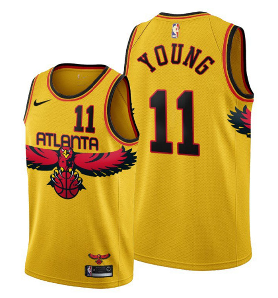 Men's Atlanta Hawks 2021/22 City Edition #11 Trae Young Orange Stitched Basketball Jersey