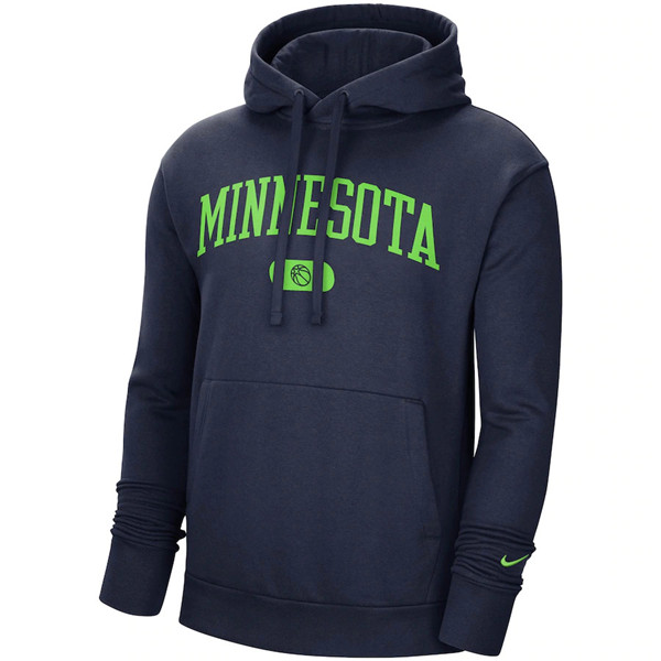 Men's Minnesota Timberwolves 2021 Navy Heritage Essential Pullover Hoodie - Click Image to Close