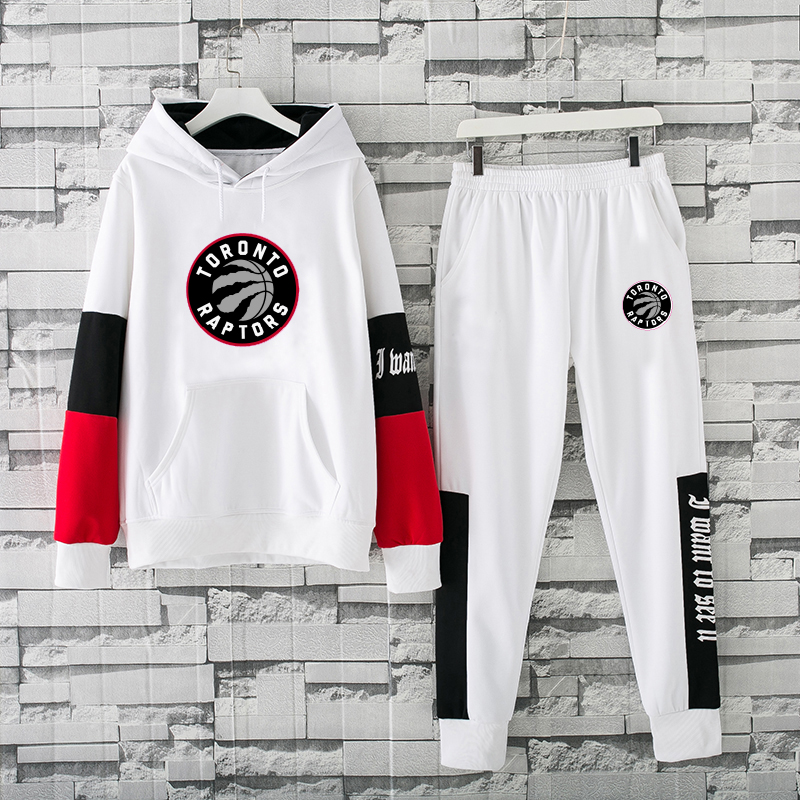 Men's Toronto Raptors 2019 White Tracksuits Hoodie Suit - Click Image to Close