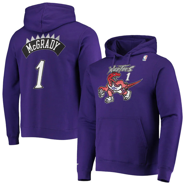 Men's Toronto Raptors #1 Tracy McGrady 2021 Purple Pullover Hoodie - Click Image to Close