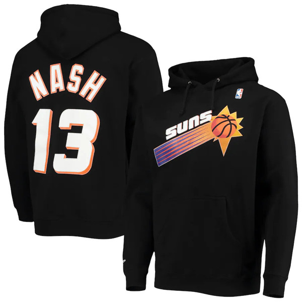 Men's Phoenix Suns #13 Steve Nash 2021 Black Pullover Hoodie - Click Image to Close