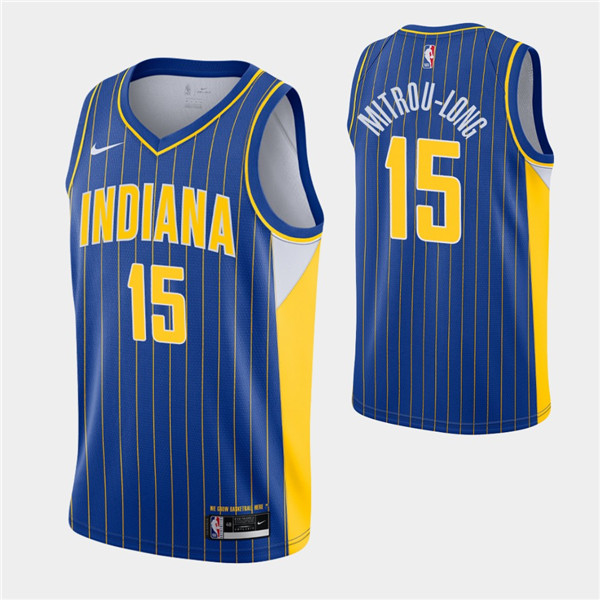 Men's Indiana Pacers #15 Naz Mitrou-Long Royal City Swingman 2020-21 Stitched NBA Jersey