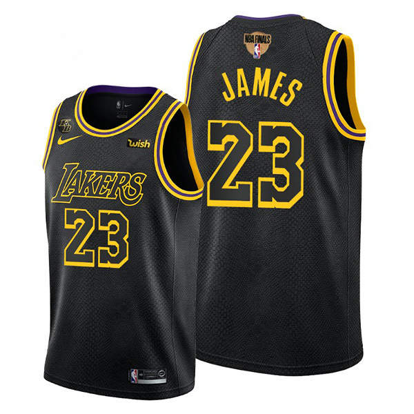 Men's Los Angeles Lakers #23 LeBron James 2020 Western Conference Champions Black Mamba Inspired Stitched NBA Jersey - Click Image to Close