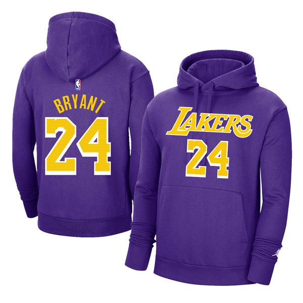 Men's Los Angeles Lakers #24 Kobe Bryant 2021 Purple Pullover Hoodie - Click Image to Close