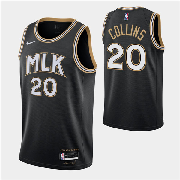 Men's Atlanta Hawks #20 John Collins Black MLK City Swingman 2020-21 Stitched NBA Jersey