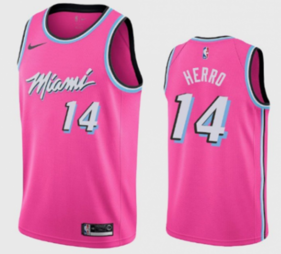 Men's Miami Heat #13 Tyler Herro City Edition Pink Stitched NBA Jersey