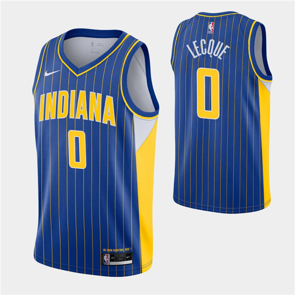 Men's Indiana Pacers #0 Jalen Lecque Royal City Swingman 2020-21 Stitched NBA Jersey