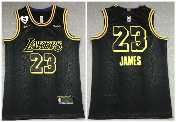 Men's Los Angeles Lakers #23 LeBron James 2020 Black City Edition With GiGi Patch Stitched NBA Jersey