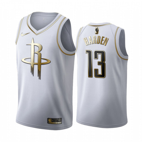 Men's Houston Rockets #13 James Harden White 2019 Golden Editio Stitched NBA Jersey