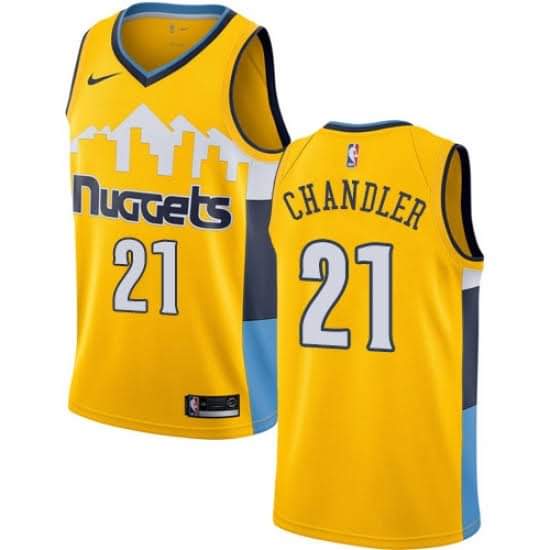 Men's Denver Nuggets #21 Wilson Chandler Yellow Stitched NBA Jersey