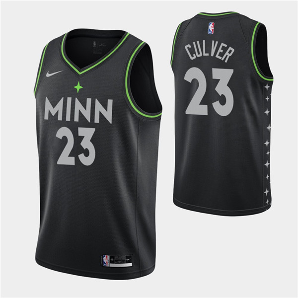 Men's Minnesota Timberwolves #23 Jarrett Culver Black City Swingman 2020-21 Stitched NBA Jersey