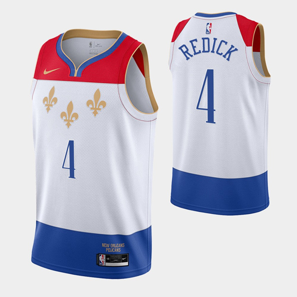 Men's New Orleans Pelicans #4 J.J. Redick White City Edition New Uniform 2020-21 Stitched NBA Jersey