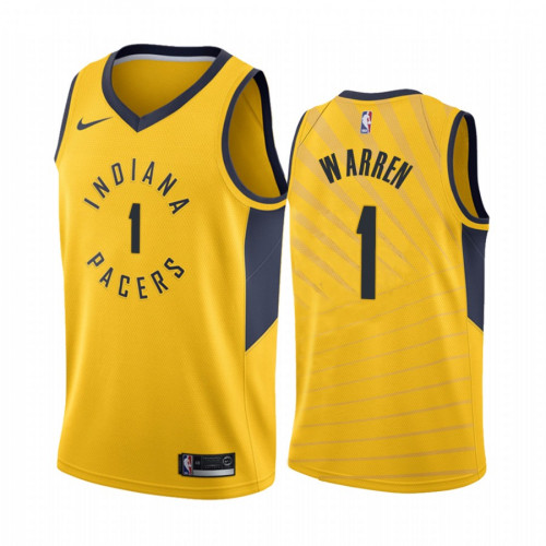 Men's Indiana Pacers Yellow #1 T.J. Warren Stitched NBA Jersey