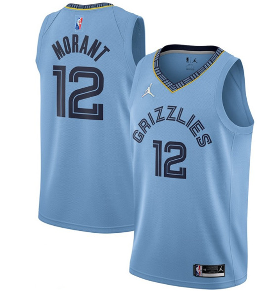 Men's Memphis Grizzlies #12 Ja Morant 75th Anniversary 2021 Blue Swingman Stitched Jersey