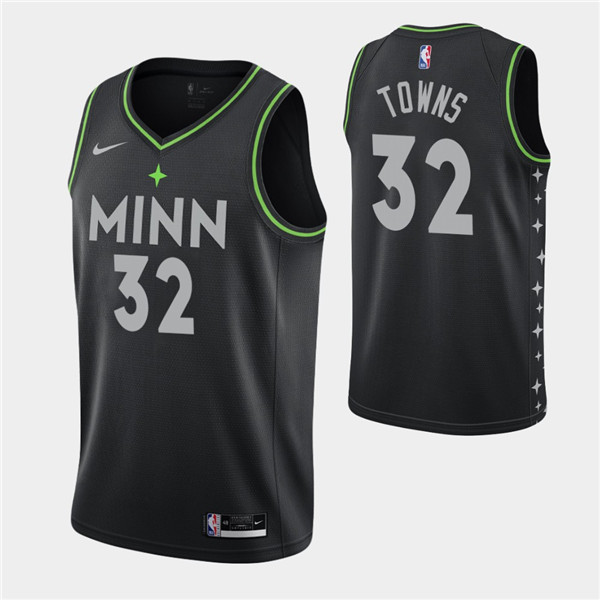 Men's Minnesota Timberwolves #32 Karl-Anthony Towns Black City Swingman 2020-21 Stitched NBA Jersey